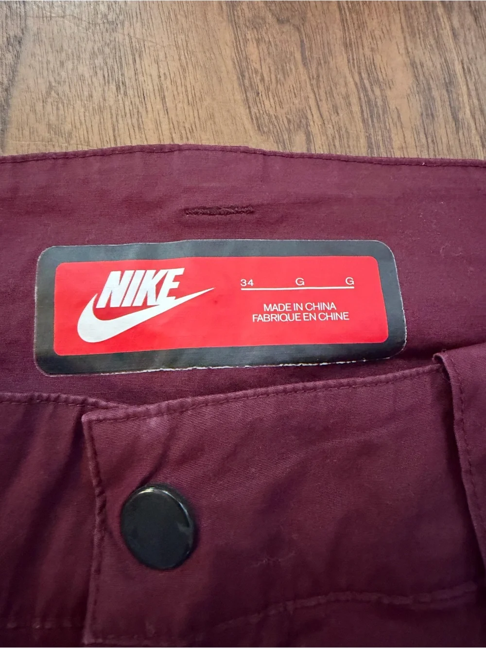 Nike Men's Chinos in Burgundy and Black